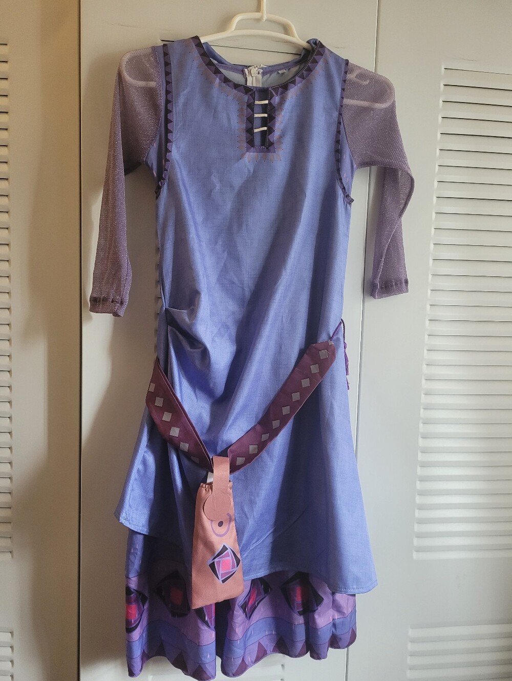 Purple Girls' Costume Dress with Decorative Belt